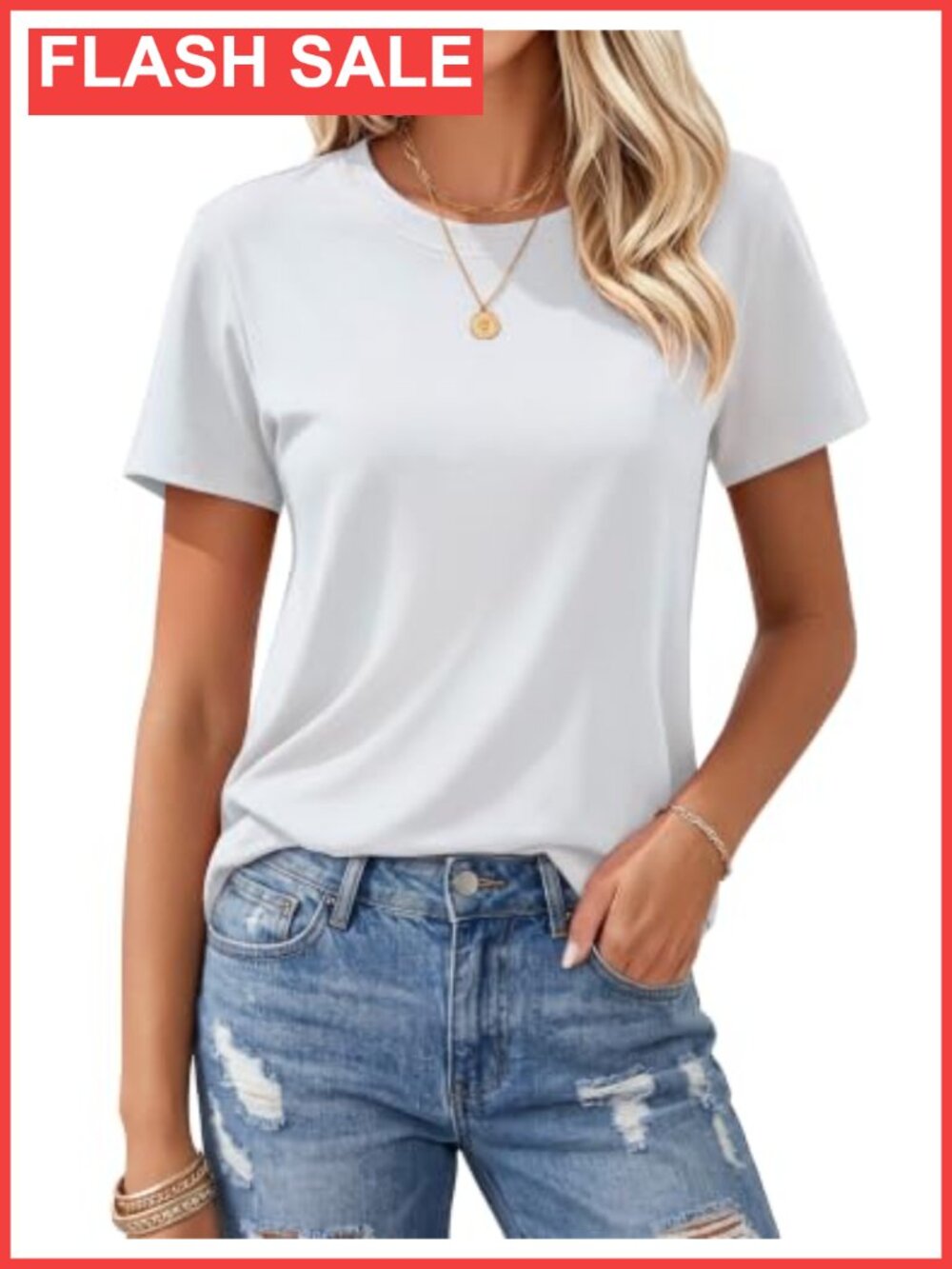 Women's Cotton Crew Neck Short Sleeve T-Shirt Breathable Casual Top